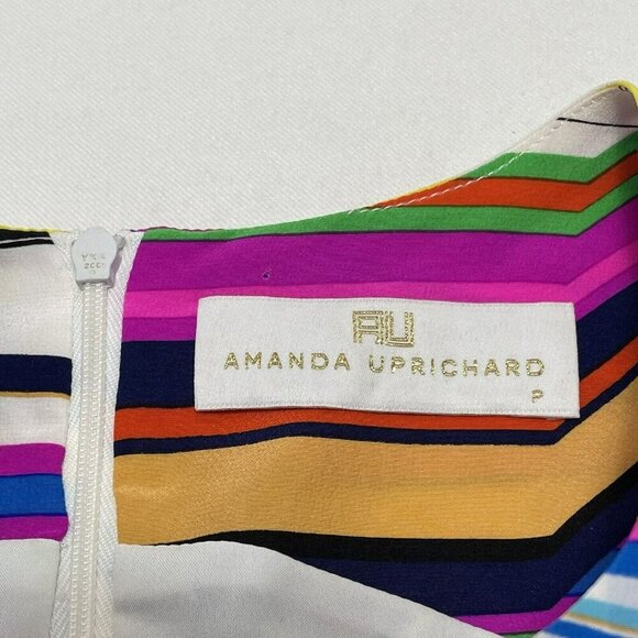 Amanda Uprichard Silk Blouse Sleeveless Women Size P Petite Colorful Rainbow Art - Picture 10 of 11